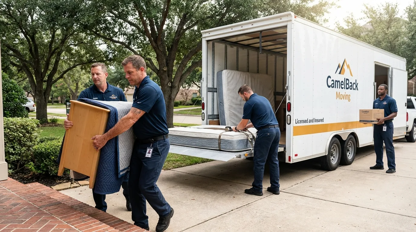 Crew loading residential truck for cross-state move from Bloomingdale, GA