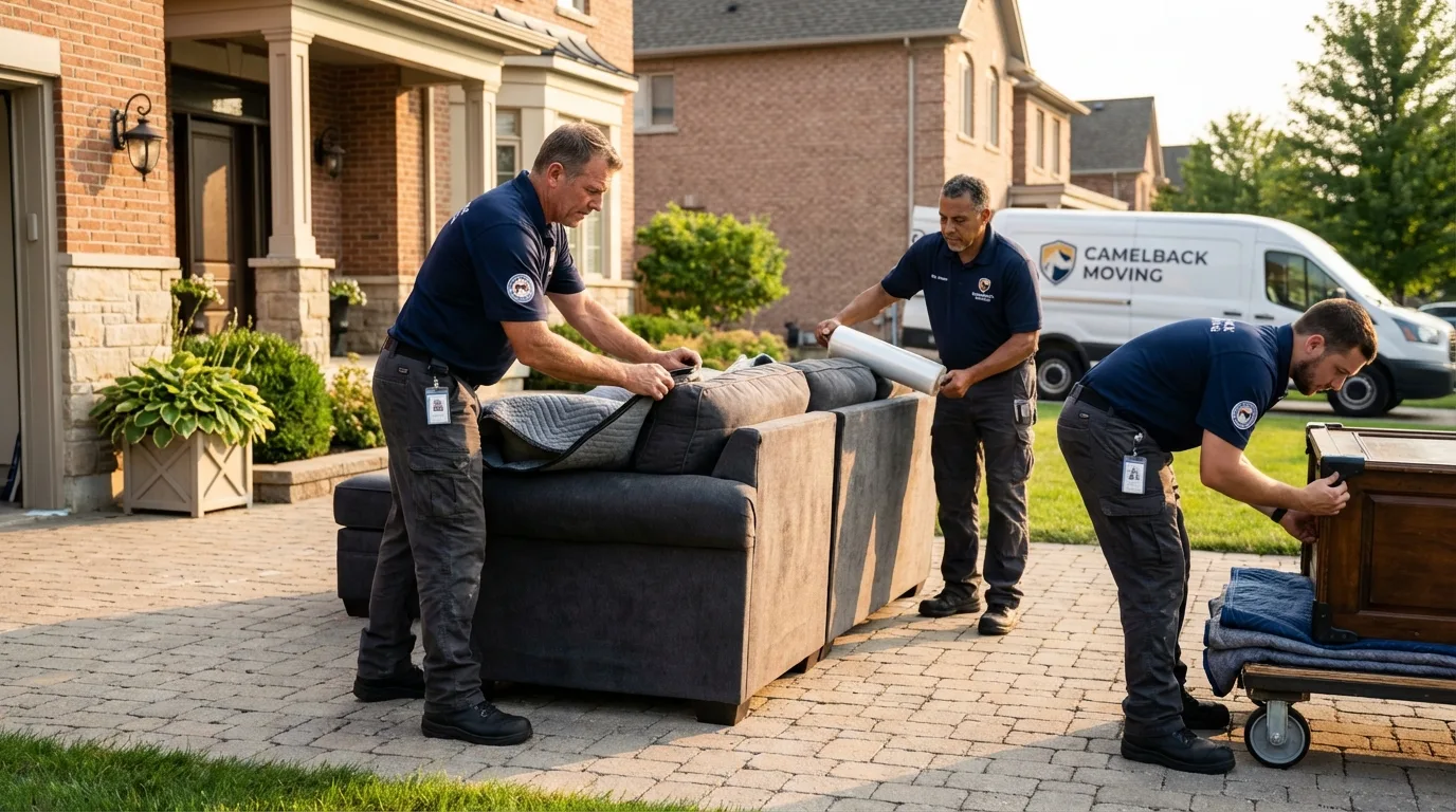 Large estate moving crew wrapping furniture in Bloomingdale, GA