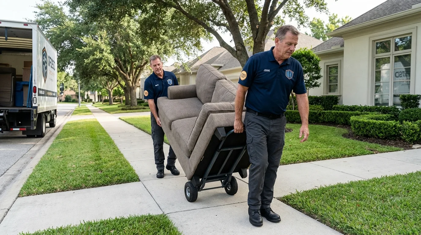 Local residential moving crew loading furniture in Bloomingdale, GA