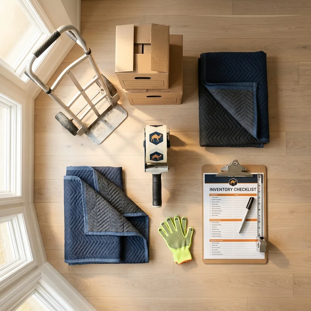 Professional moving supplies and packing materials layout for Bloomingdale residential relocations